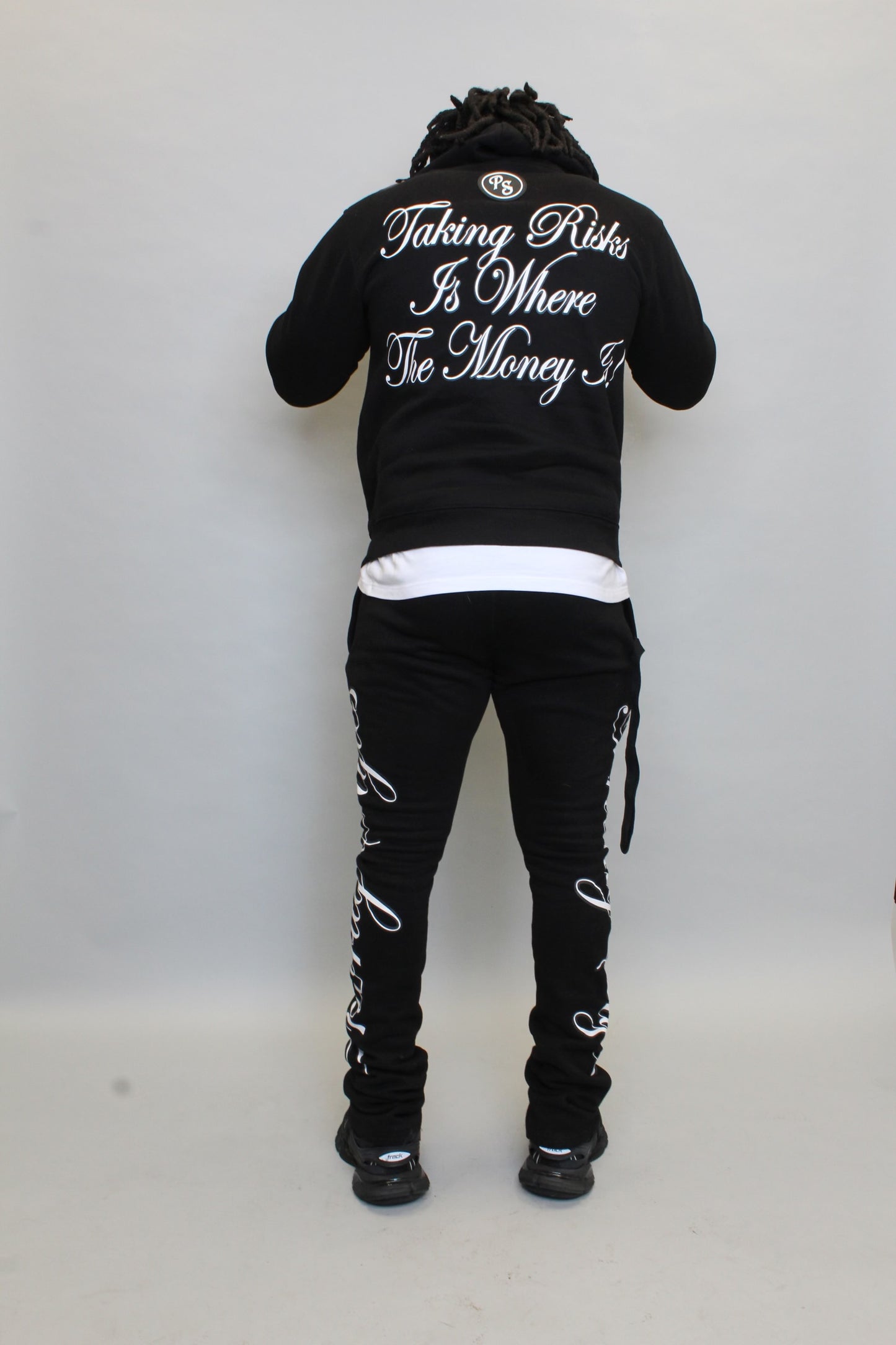 Black Stacked Sweat Suit